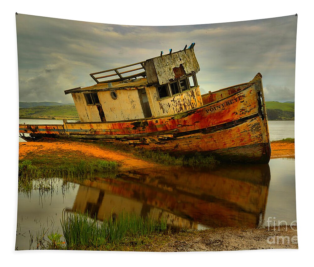 Boat Tapestry featuring the photograph Point Reyes Shipwreck by Adam Jewell