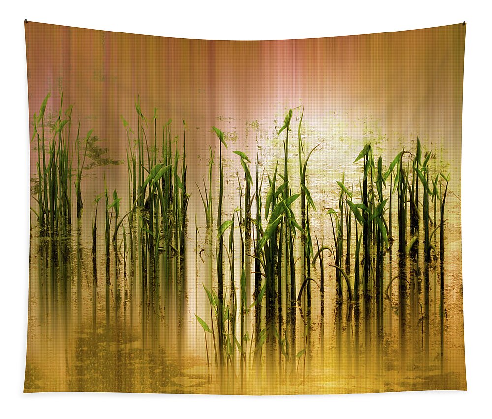 Grass Tapestry featuring the photograph Pond Grass Abstract  by Jessica Jenney