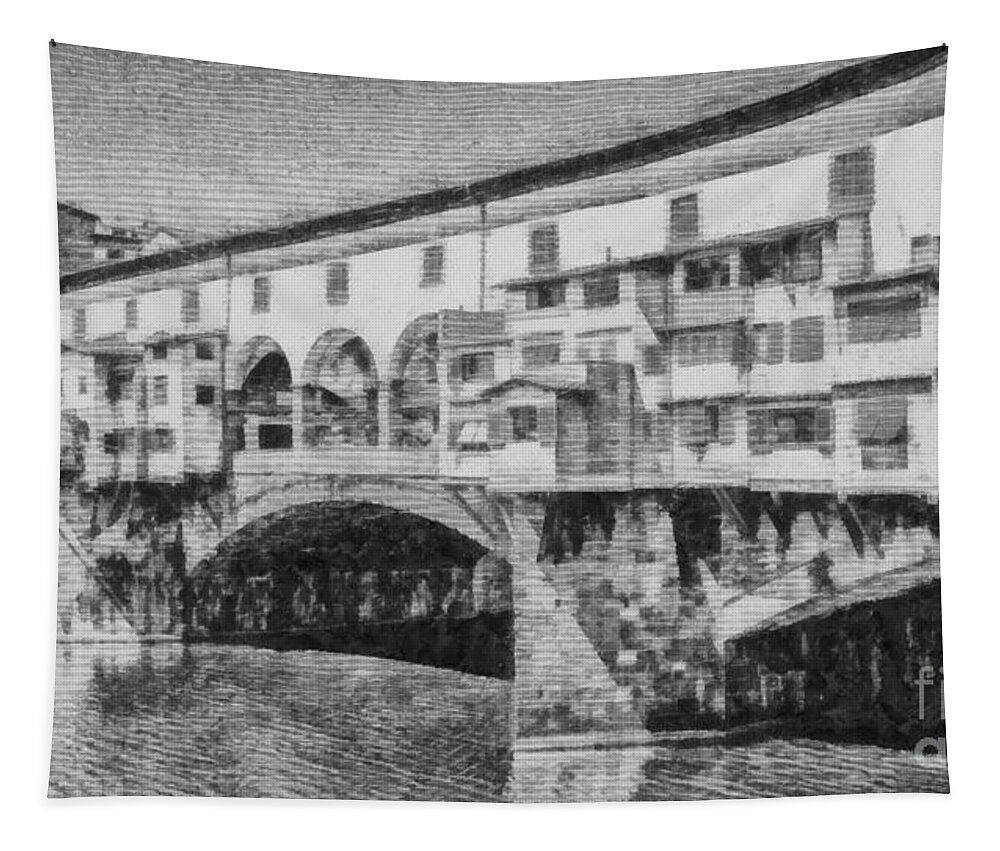 Ponte Vecchio Tapestry featuring the digital art Ponte Vecchio by Edward Fielding