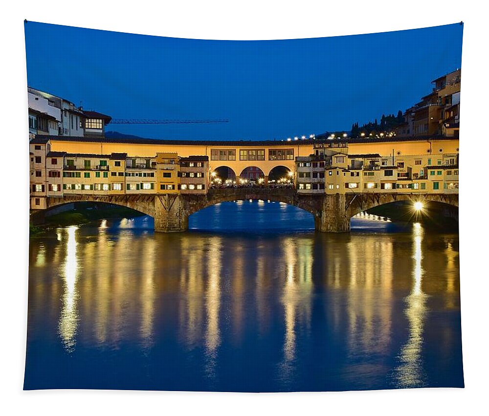 Ponte Tapestry featuring the photograph Ponte Vecchio by Frozen in Time Fine Art Photography