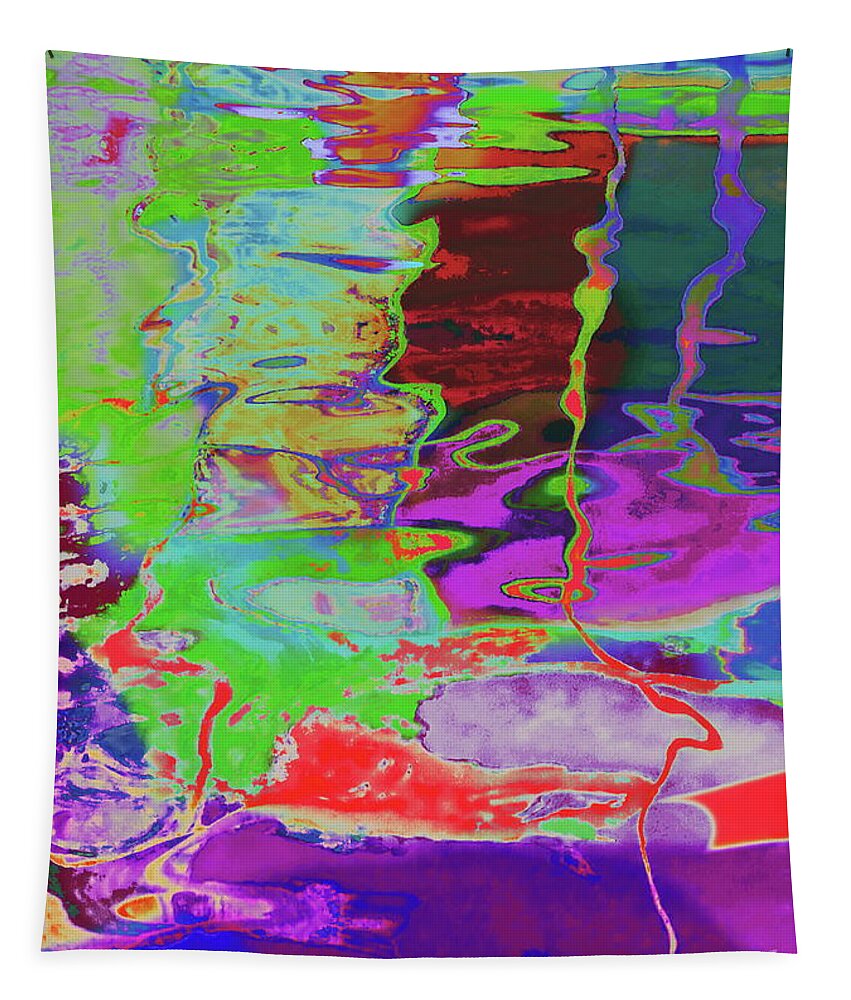 Art Photo Outrageous Colors Abstract Patterns Tapestry featuring the photograph Pool surface reflections by Priscilla Batzell Expressionist Art Studio Gallery