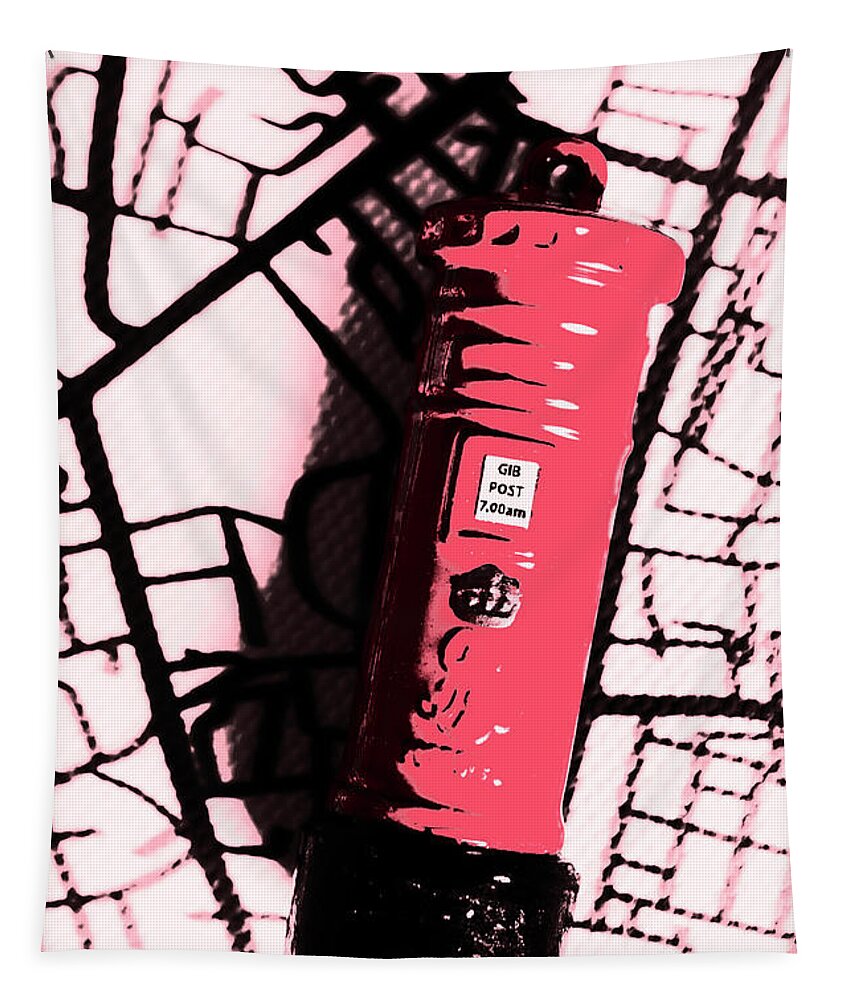 Post Tapestry featuring the photograph Pop art pillar post box by Jorgo Photography