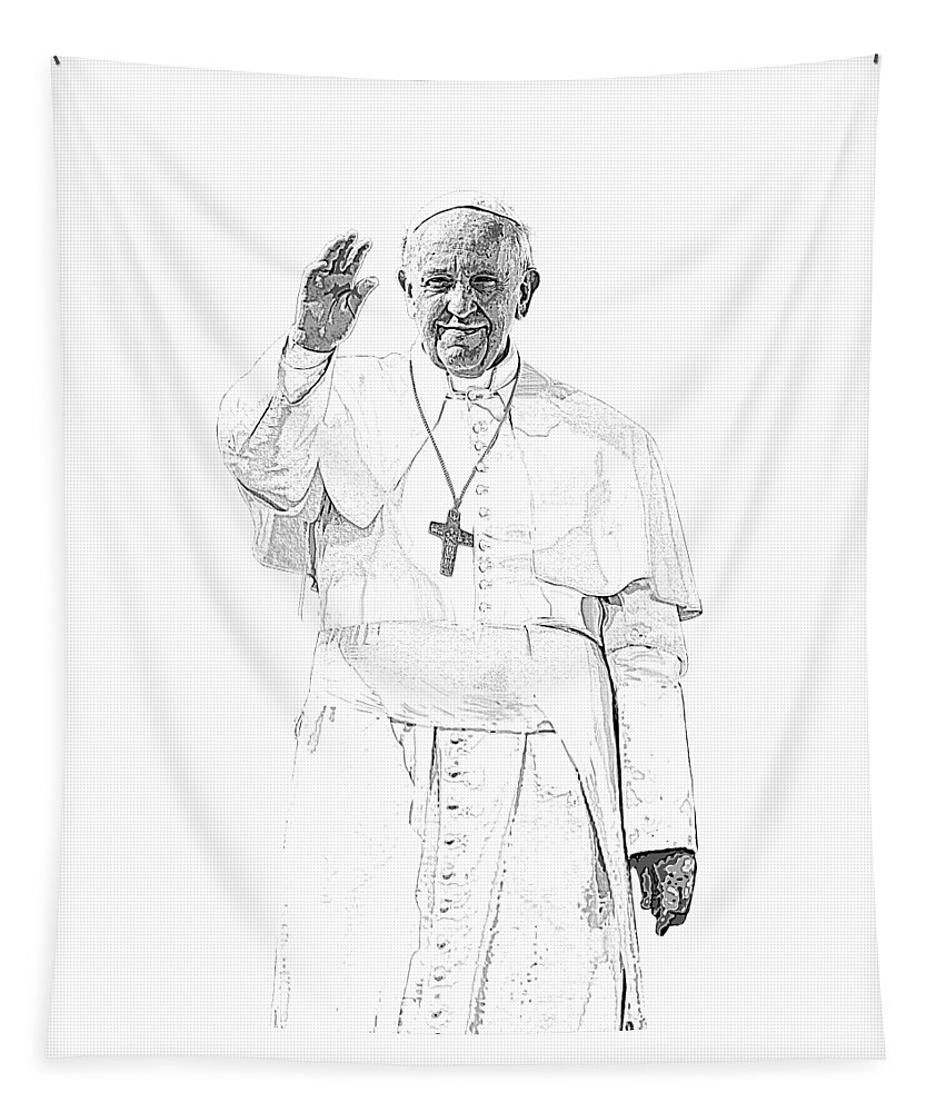 Pope Francis Tapestry featuring the digital art Pope Francis is Here by Garaga Designs
