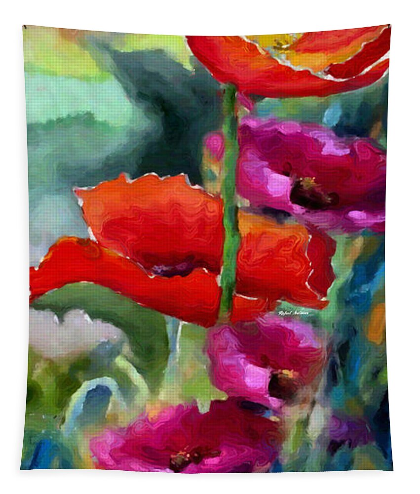 Rafael Salazar Tapestry featuring the painting Poppies in watercolor by Rafael Salazar