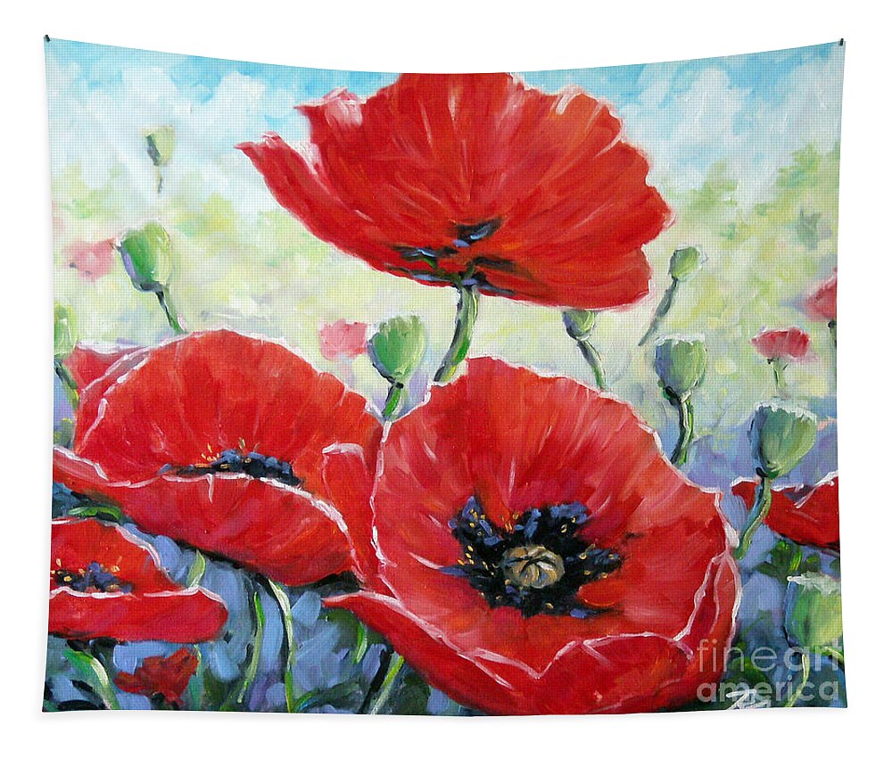 Art Tapestry featuring the painting Poppy Love floral scene by Richard T Pranke