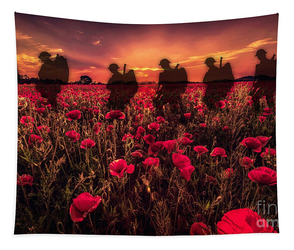 Soldier Tapestry featuring the digital art Poppy Walk by Airpower Art