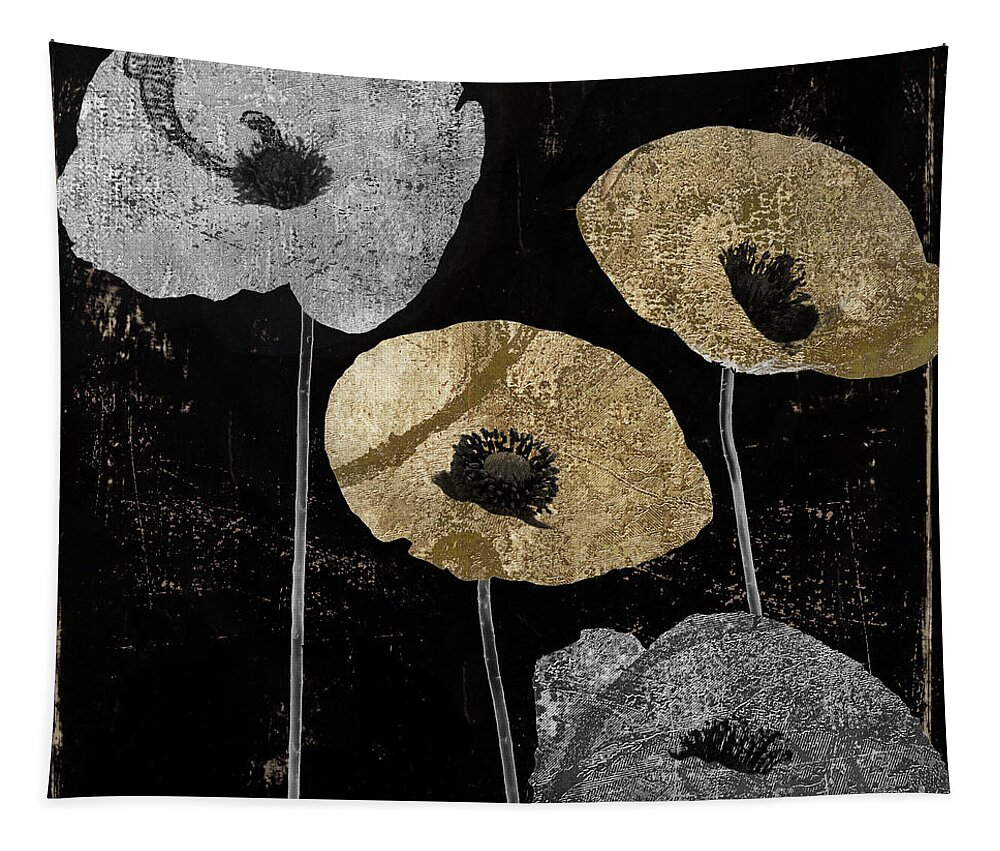 Gold Poppy Tapestry featuring the painting Poppyville by Mindy Sommers