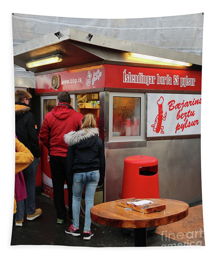 Hot Dog Stand Tapestry featuring the photograph Popular Iceland Hot Dog Stand 6202 by Jack Schultz
