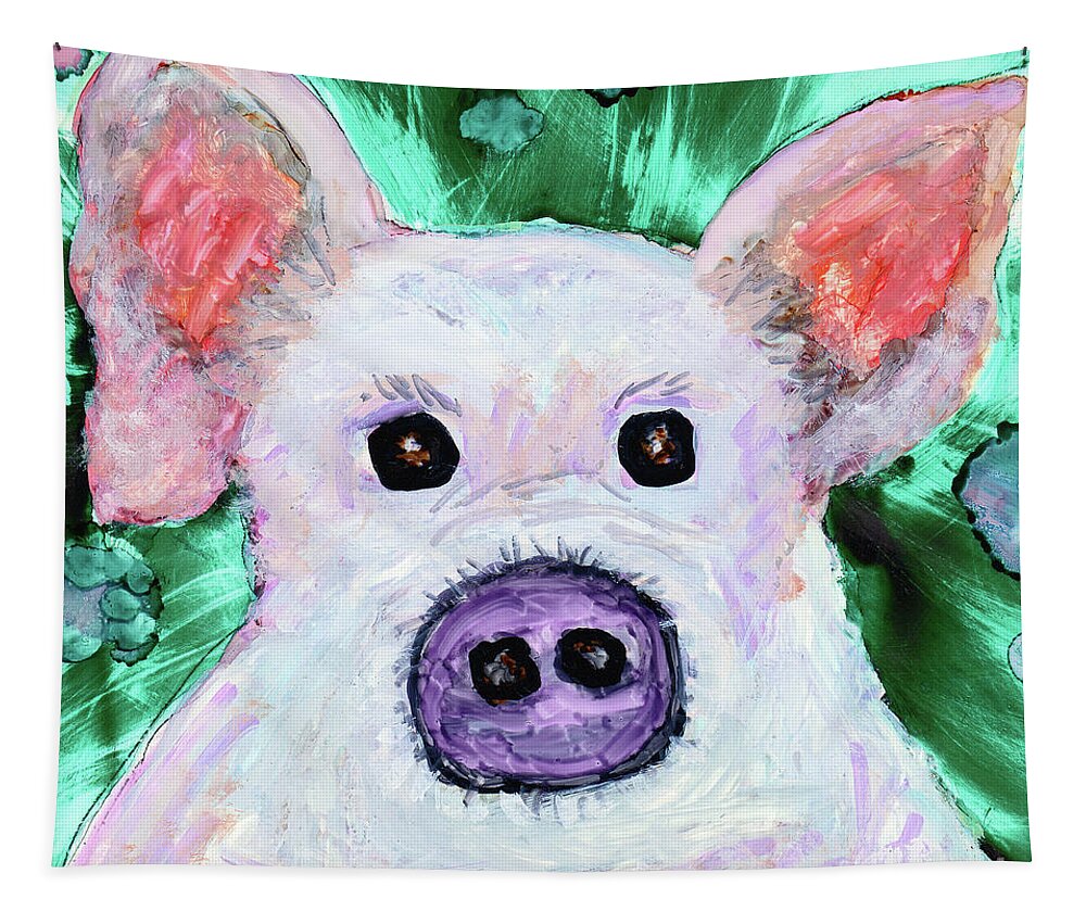 Pig Tapestry featuring the painting Porky the Pig by Eunice Warfel