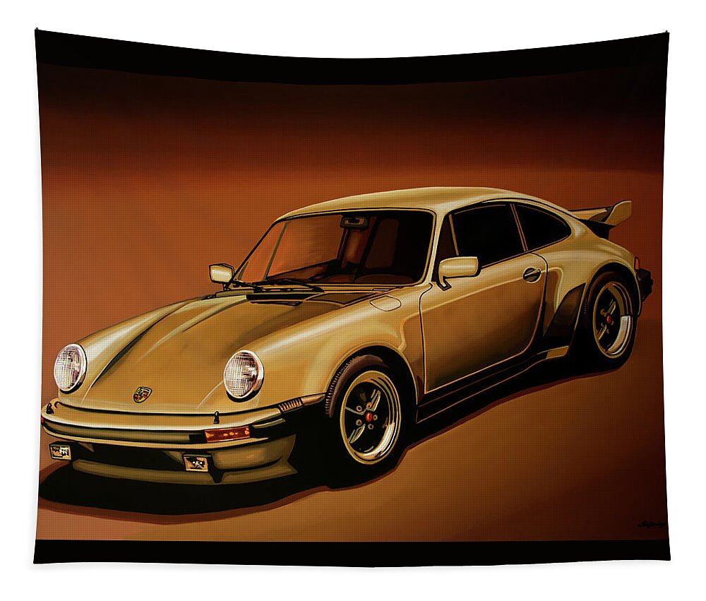 Porsche 911 Tapestry featuring the painting Porsche 911 Turbo 1976 Painting by Paul Meijering