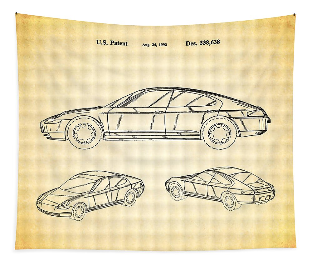 Porsche 911 Patent Tapestry featuring the photograph Porsche Patent 1993 by Mark Rogan