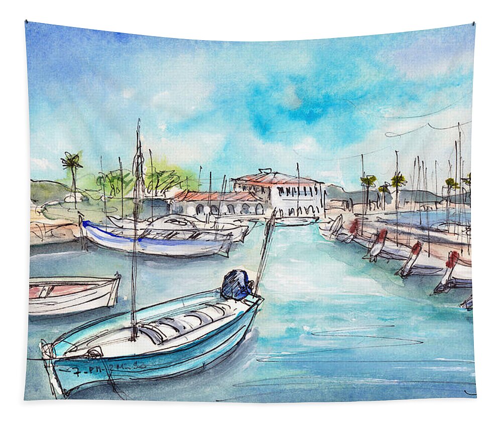 Travel Tapestry featuring the painting Port De Pollenca 03 by Miki De Goodaboom