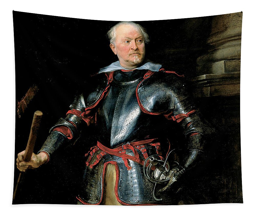 Anthony Van Dyck Tapestry featuring the painting Portrait of a Man in Armor by Anthony van Dyck