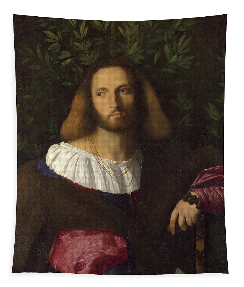 Palma Vecchio Tapestry featuring the painting Portrait of a Poet by Palma Vecchio