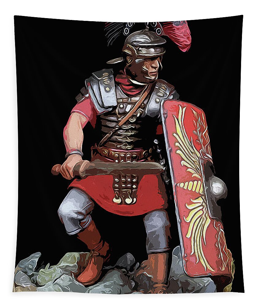 Roman Legion Tapestry featuring the painting Portrait of a Roman Legionary - 07 by AM FineArtPrints