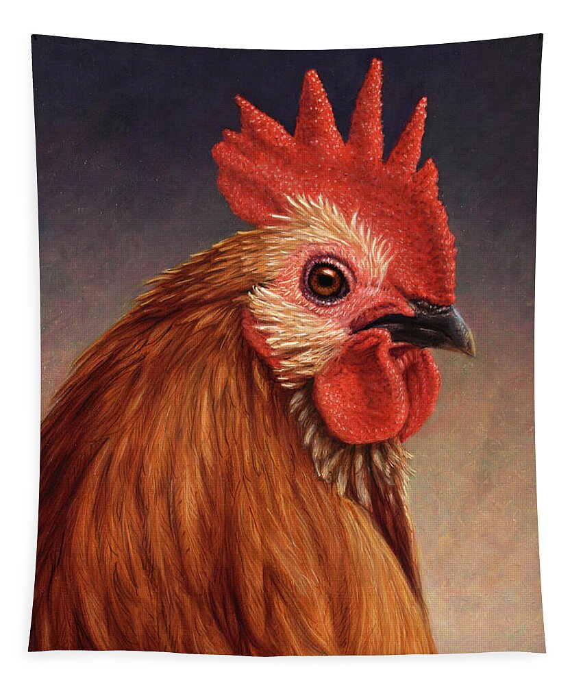Rooster Tapestry featuring the painting Portrait of a Rooster by James W Johnson