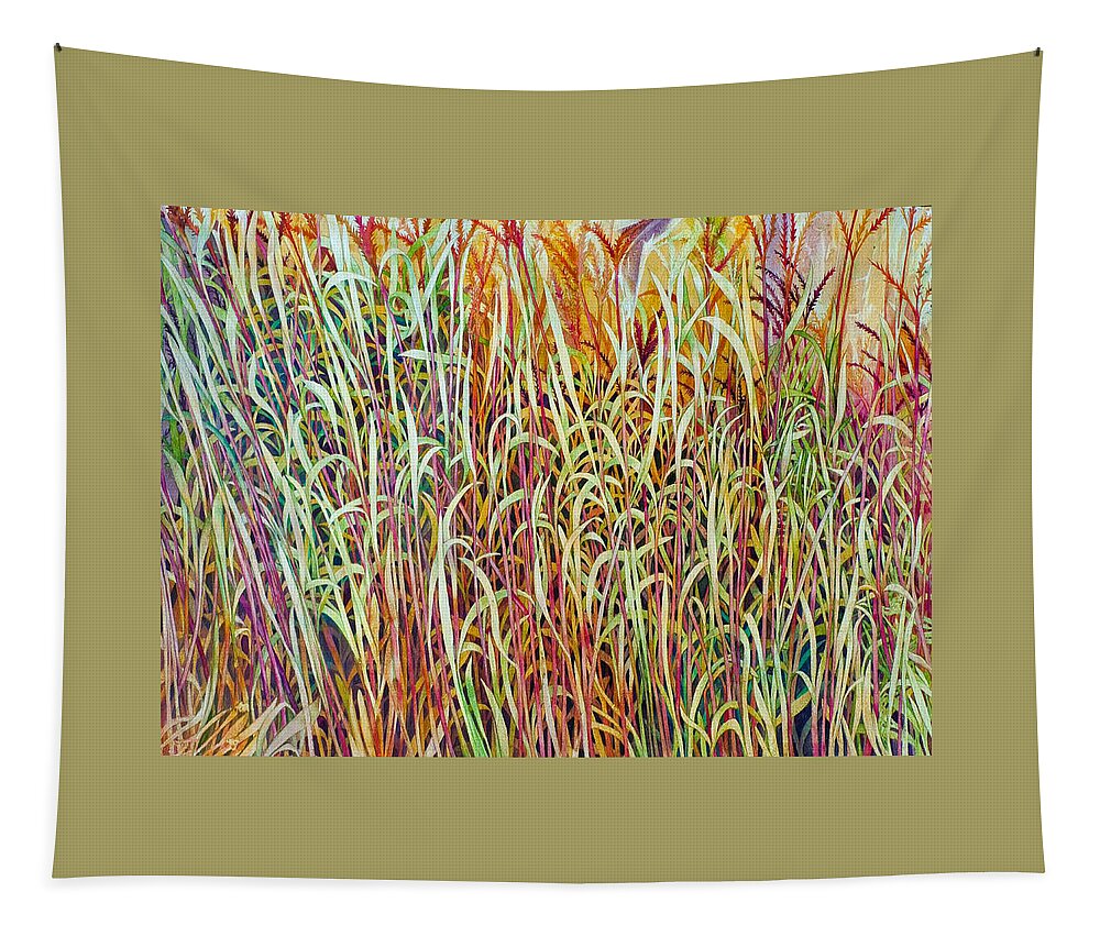 Prairie Tapestry featuring the painting Prairie Grasses by Helen Klebesadel