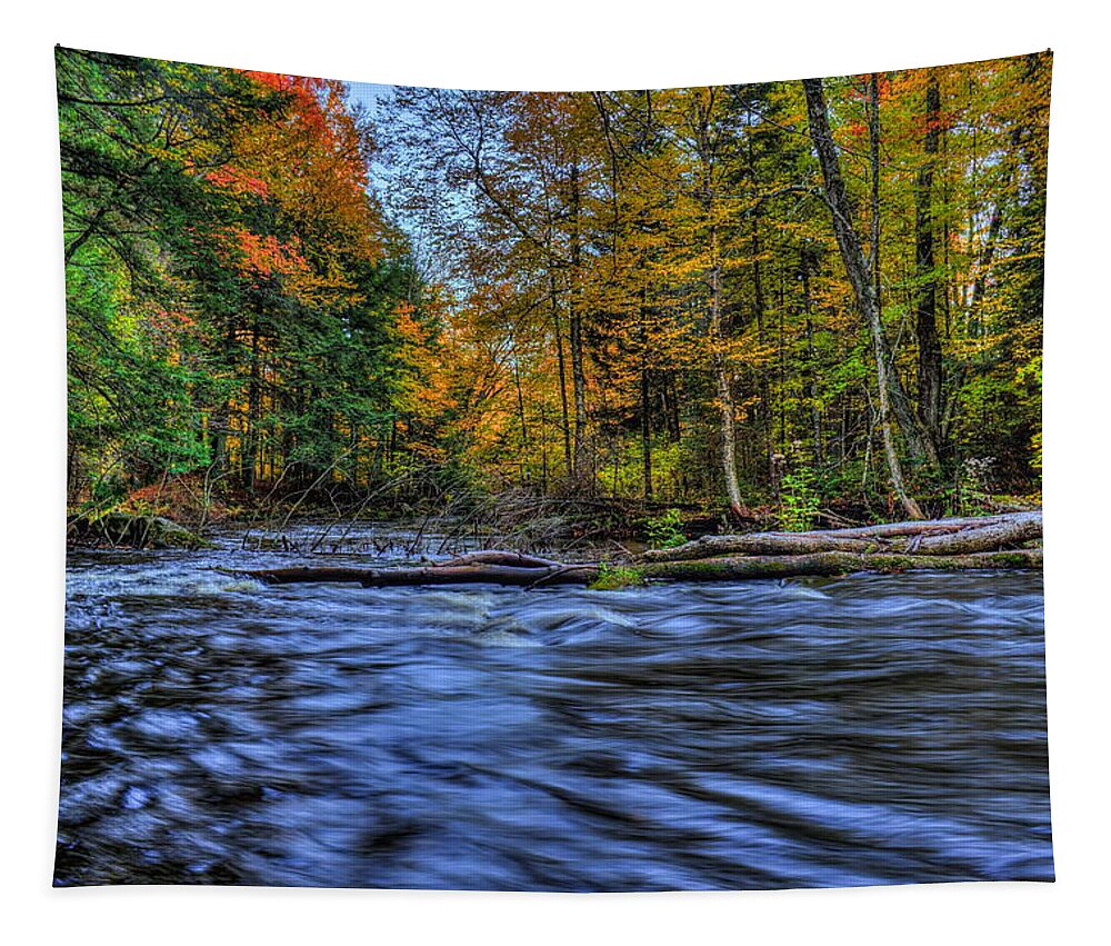 Prairie River Tapestry featuring the photograph Prairie River Blue Reflection by Dale Kauzlaric