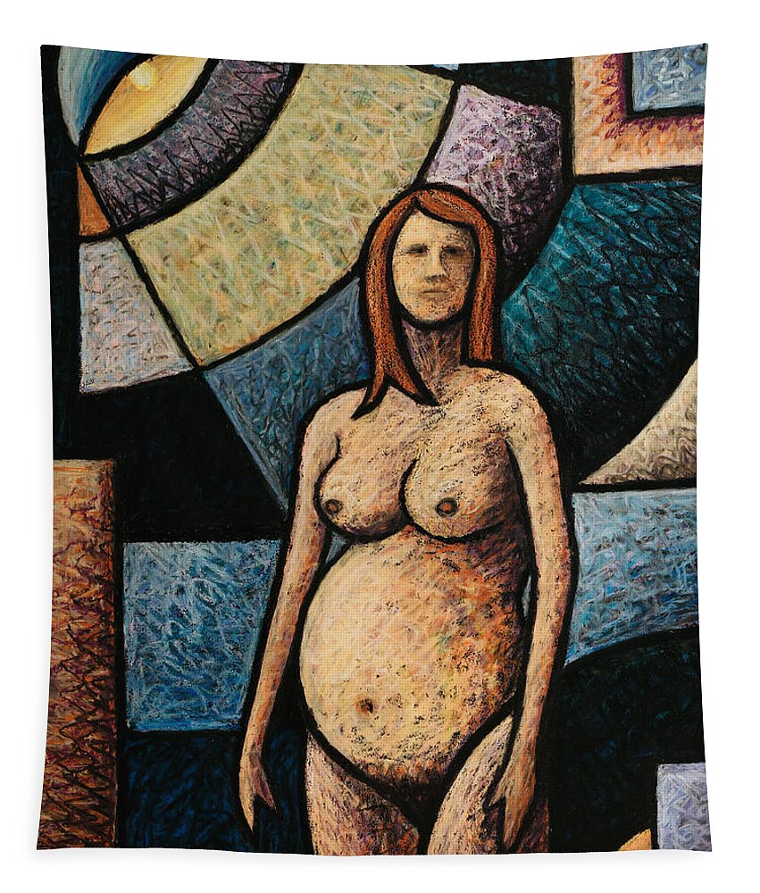 Figurative Tapestry featuring the drawing Pregnant by Bruce Bodden