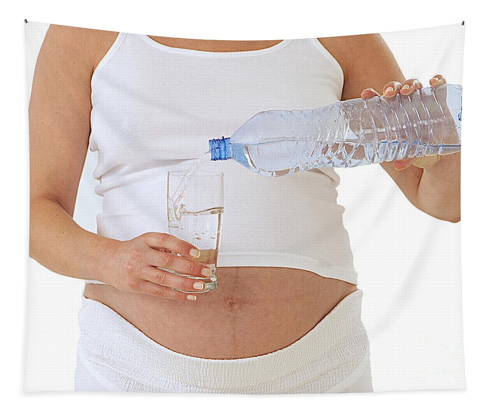 Drink Tapestry featuring the photograph Pregnant Woman Drinking Water by Jean-Paul Chassenet
