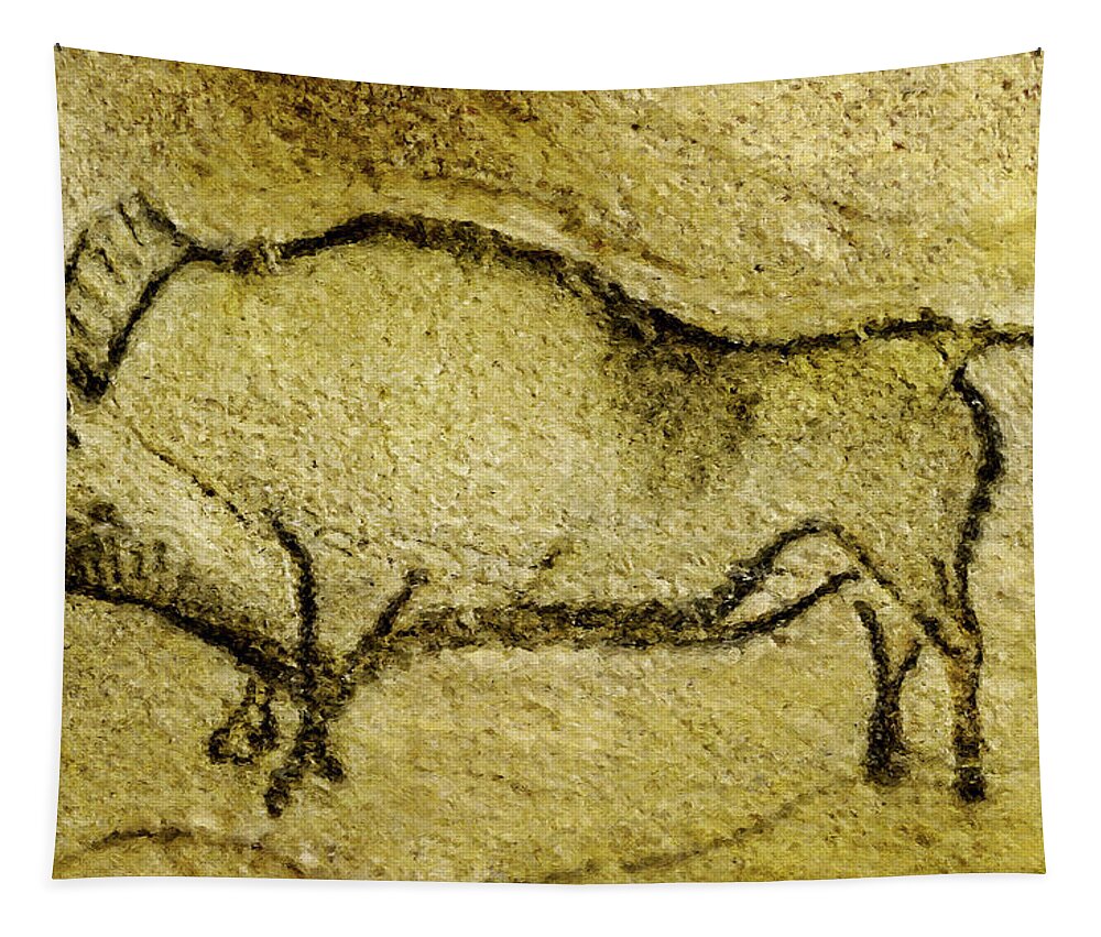 Bison Tapestry featuring the digital art Prehistoric Bison 2 - La Covaciella by Weston Westmoreland
