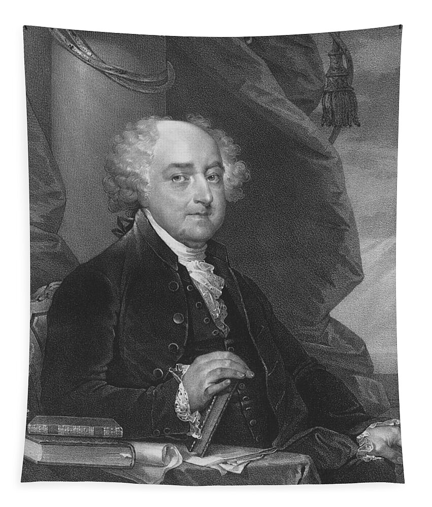 John Adams Tapestry featuring the drawing President John Adams - One by War Is Hell Store