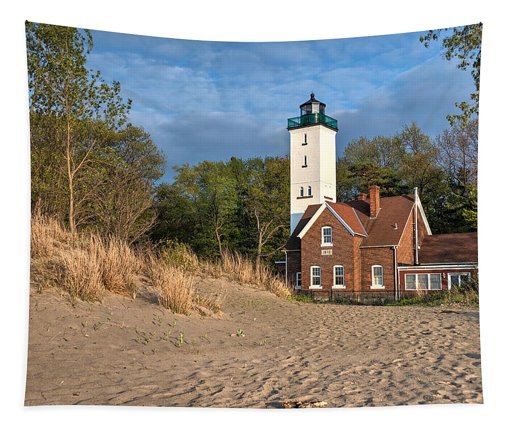 Erie Tapestry featuring the photograph Presque Isle Lighthouse by Matt Hammerstein