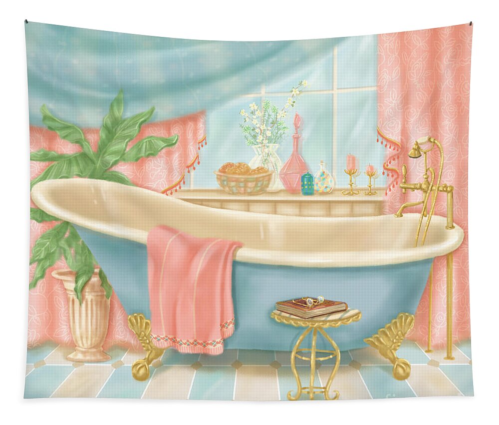 Room Tapestry featuring the mixed media Pretty Bathrooms I by Shari Warren
