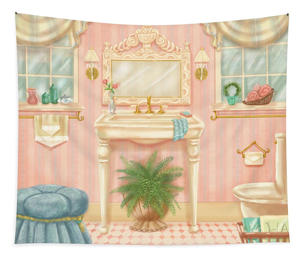 Room Tapestry featuring the mixed media Pretty Bathrooms III by Shari Warren