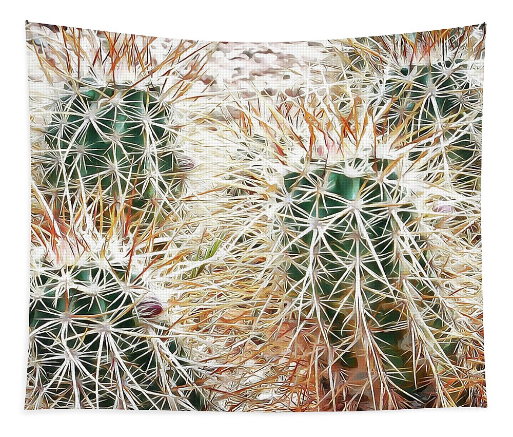Cactus Tapestry featuring the digital art Prickly Protection by Leslie Montgomery
