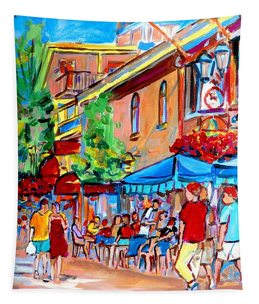 Cafes Tapestry featuring the painting Prince Arthur Street Summer by Carole Spandau