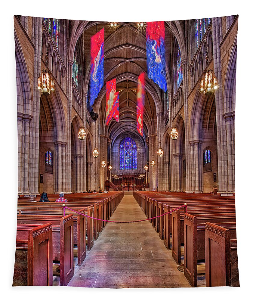 Princeton University Tapestry featuring the photograph Princeton University Chapel by Susan Candelario