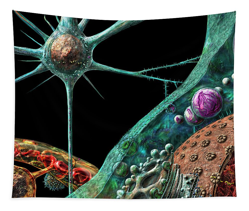 Anatomical Tapestry featuring the digital art Prions by Russell Kightley