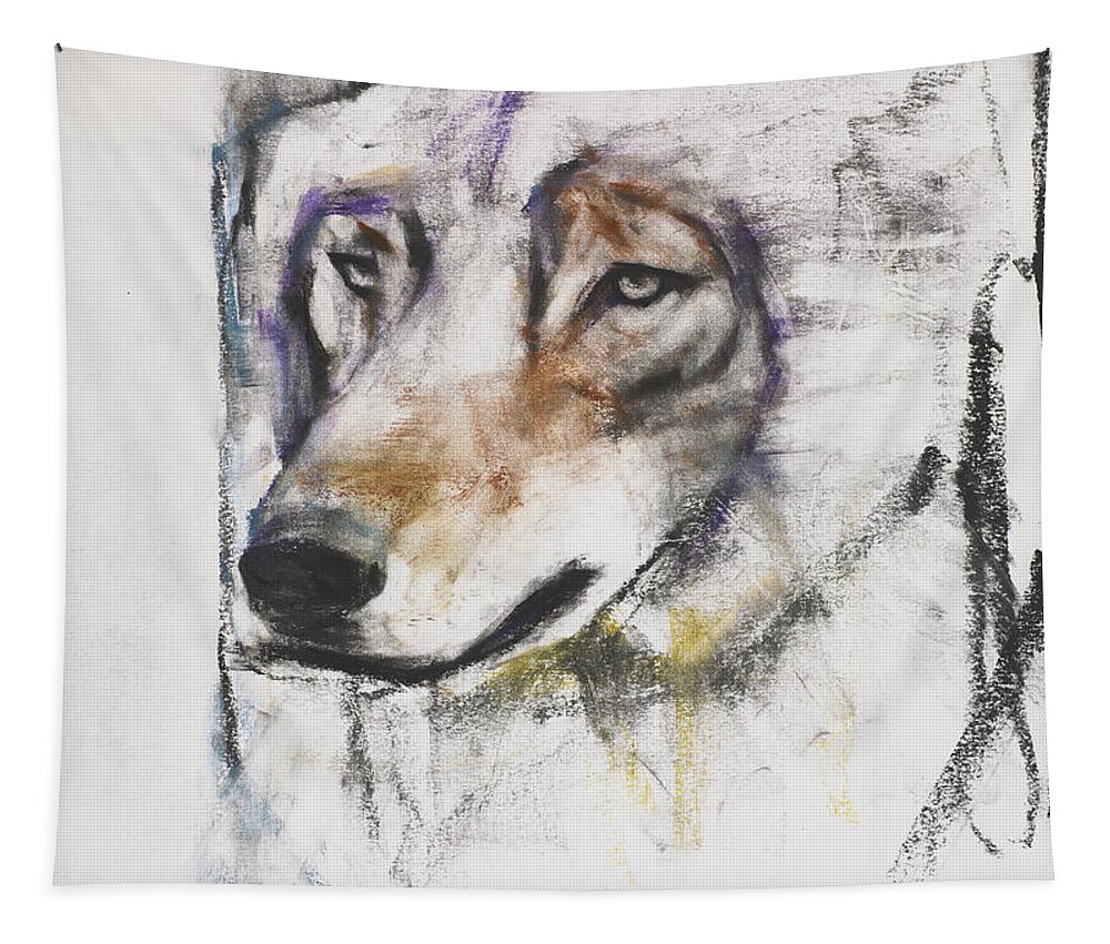 Wolf Tapestry featuring the painting Processo Al Lupo by Mark Adlington