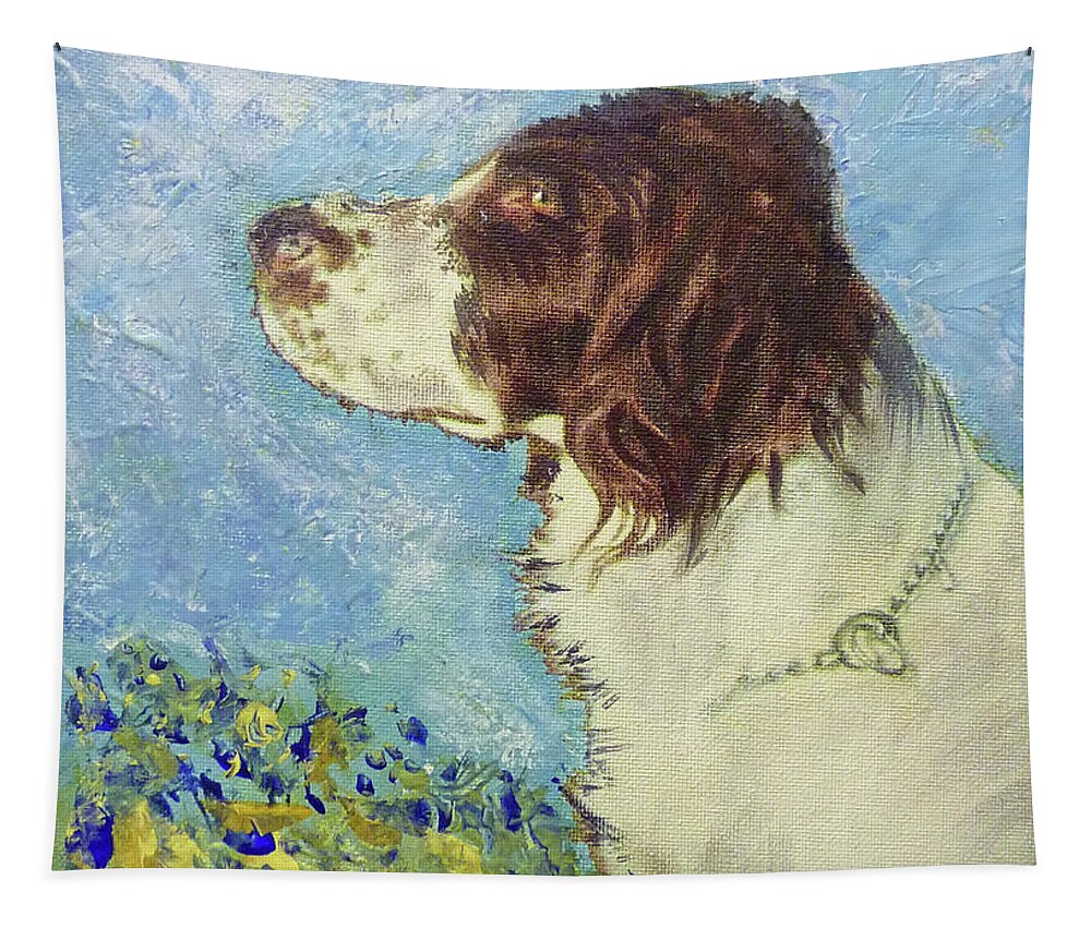 Dog Tapestry featuring the painting Proud Spaniel by Richard James Digance