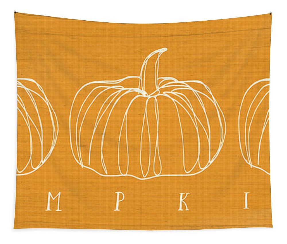 Pumpkins Tapestry featuring the mixed media Pumpkins- Art by Linda Woods by Linda Woods
