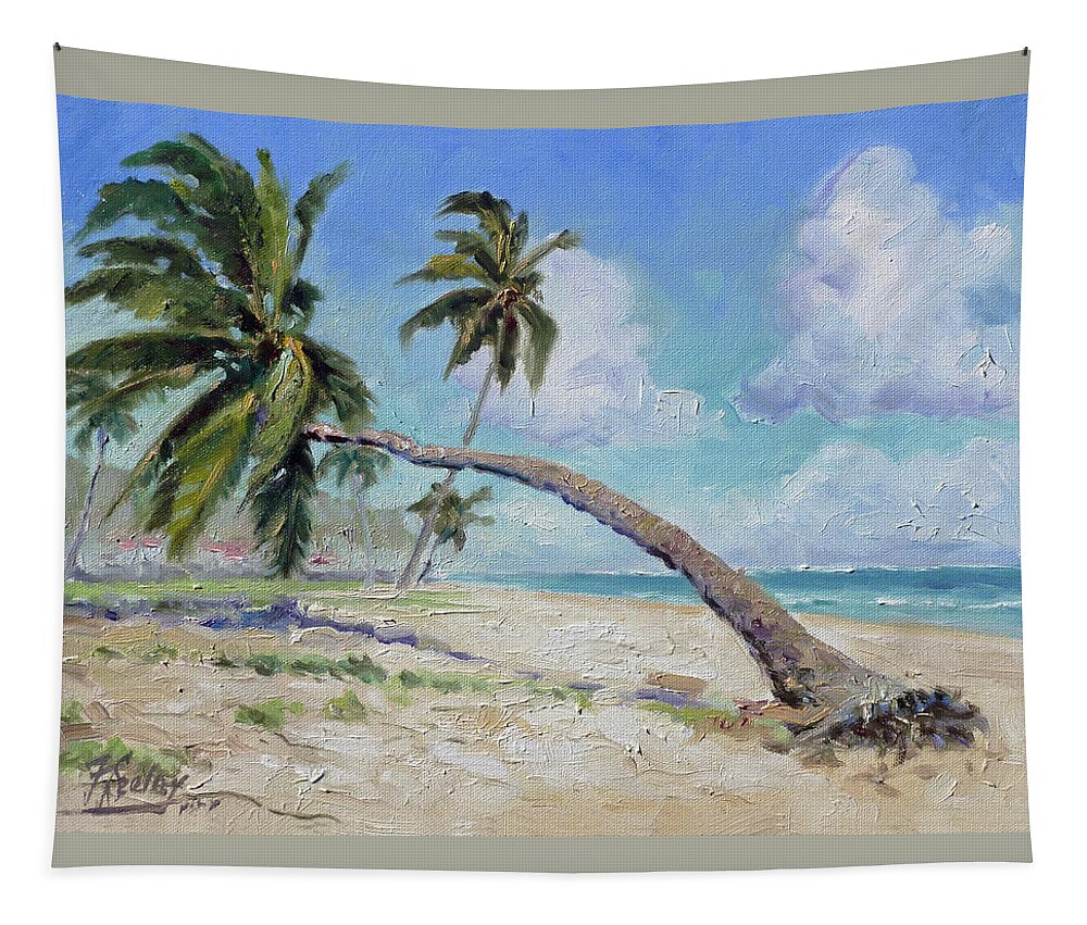 Punta Cana Tapestry featuring the painting Punta Cana - Sea beach 13 by Irek Szelag