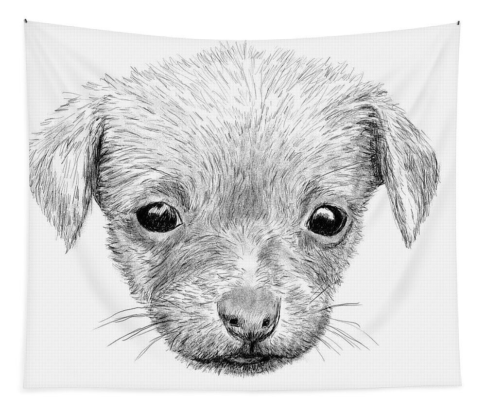 Sketch Tapestry featuring the digital art Puppy by ThomasE Jensen