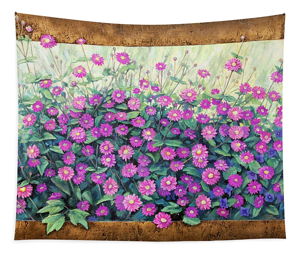 Flowers Tapestry featuring the painting Purple and Pink Flowers by Robert Corsetti