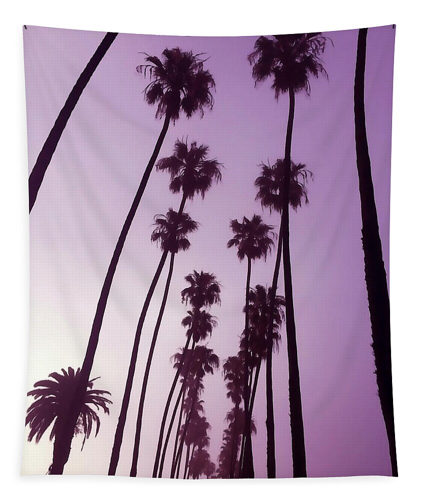 Santa Monica Tapestry featuring the photograph Purple Dawn by Art Block Collections