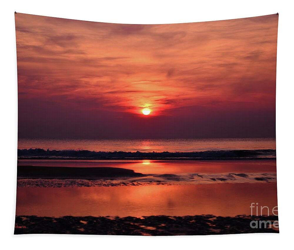 Purple Tapestry featuring the photograph Purple haze with red sunrise by Julianne Felton