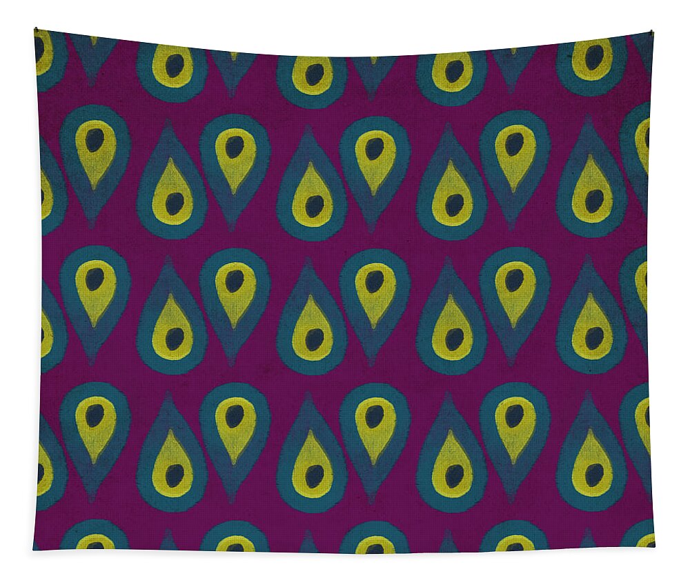 Pattern Tapestry featuring the mixed media Purple Peackock Print by Linda Woods