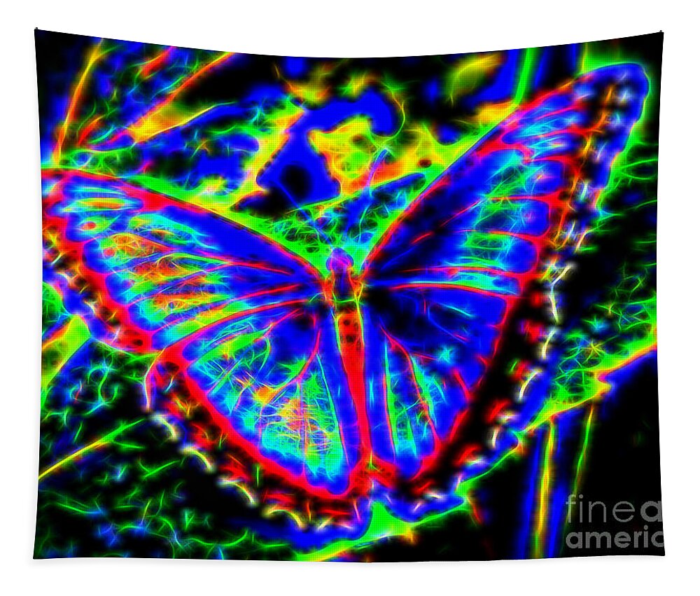 Kasia Bitner Tapestry featuring the digital art Quantum Butterfly by Kasia Bitner