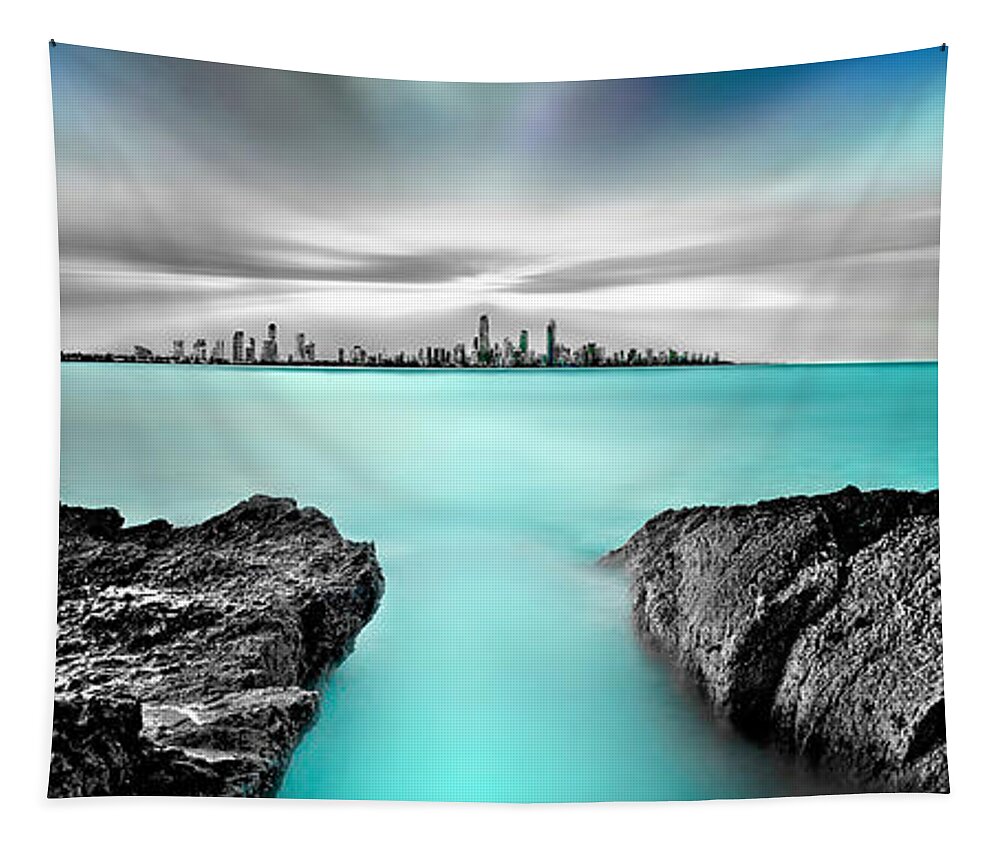 Seascape Photography Tapestry featuring the photograph Quantum Divide Panorama by Az Jackson