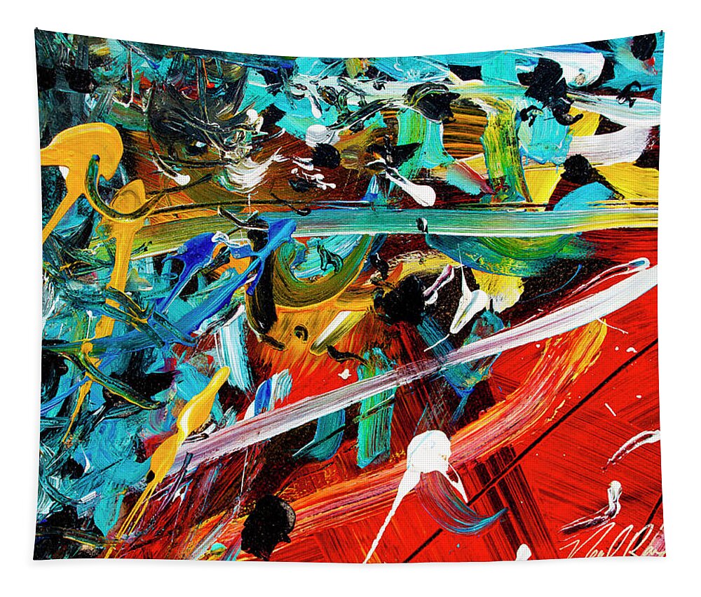 Abstract Tapestry featuring the painting Quantum Malfunktion by Neal Barbosa