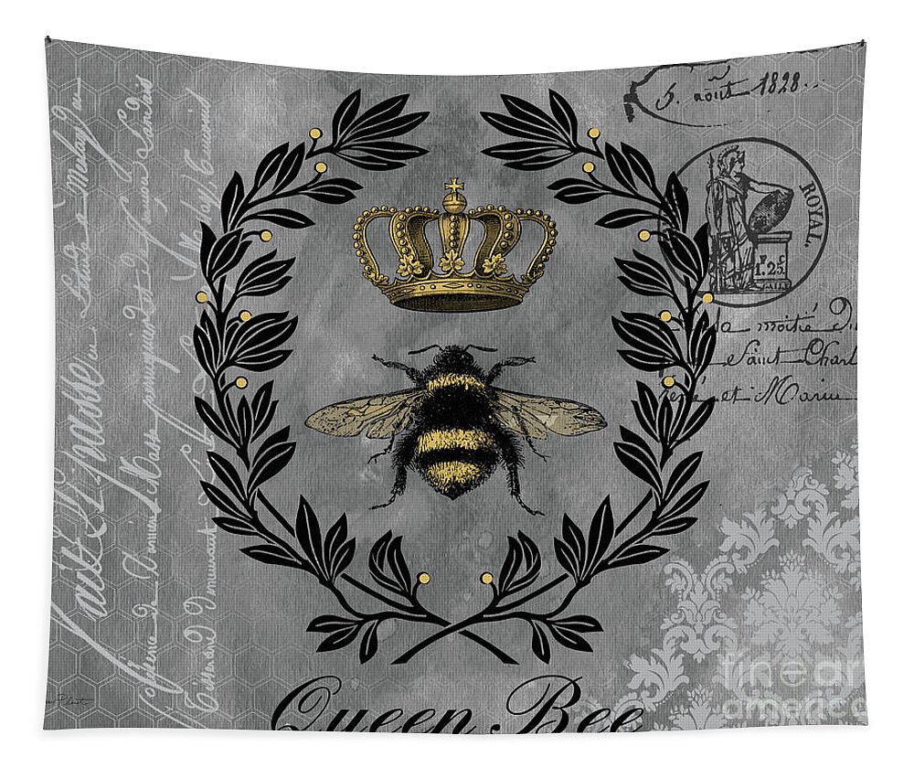 Queen Bee Tapestry featuring the painting Queen Bee-C by Jean Plout