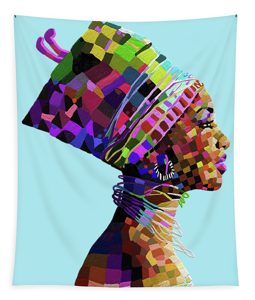 Female Tapestry featuring the painting Queen Nefertiti by Anthony Mwangi