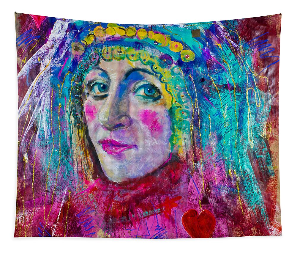 Queen Tapestry featuring the painting Queen of Hearts by Maxim Komissarchik