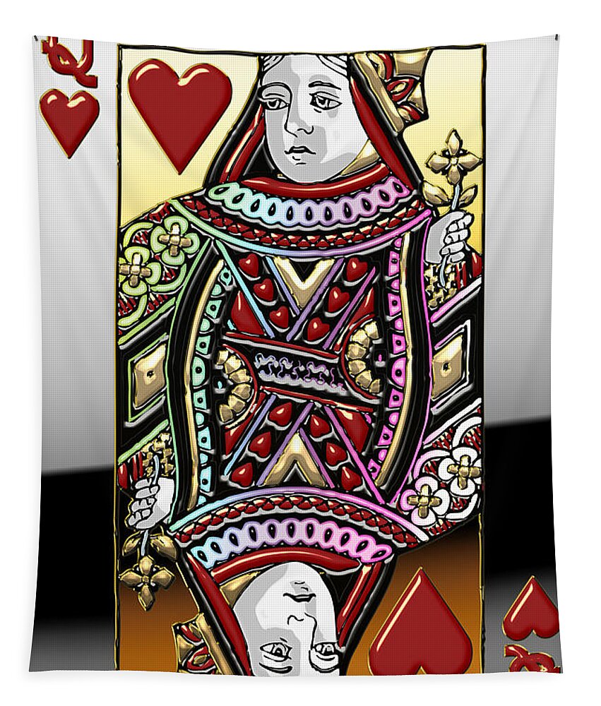 'gamble' Collection By Serge Averbukh Tapestry featuring the digital art Queen of Hearts  by Serge Averbukh