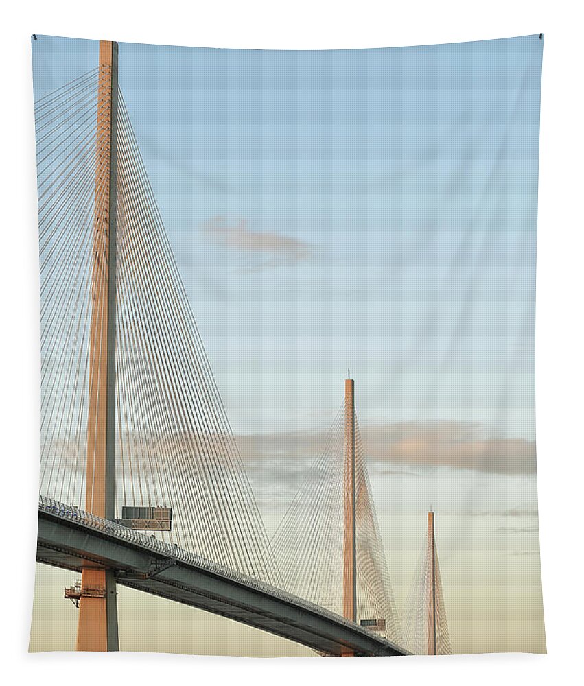 Queensferry Crossing Tapestry featuring the photograph Queensferry Crossing at Sunset by Maria Gaellman